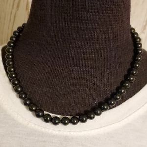 Vintage black bead necklace with screw together clasp